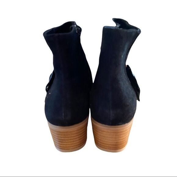 NEW Jack Rogers Women's Black Suede Leather Buckle Ankle Boots Booties 11 - Picture 5 of 6